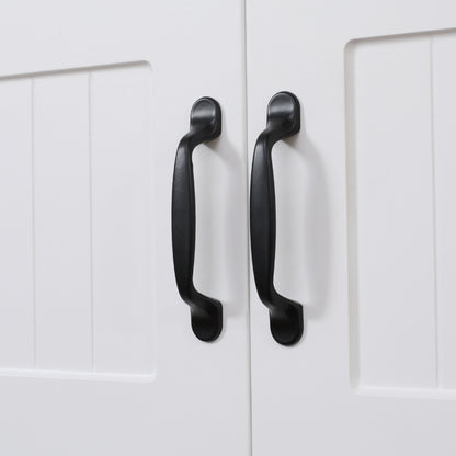 HOMCOM Küchenschrank Küchenbüffet Schrank, Landhausstil, 2 Schränke, 2 Regale, 70 cm x 40 cm x 170 cm Weiß + Schwarz