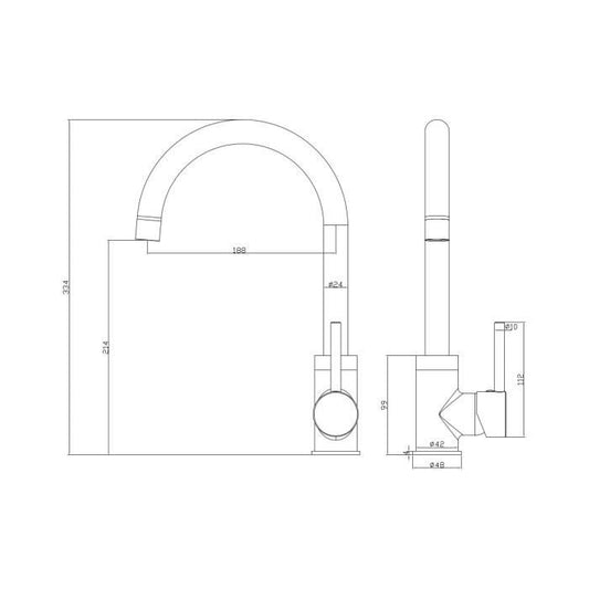 ROUSSEAU Kitchen mixer tap Køben - Without shower - Rose gold