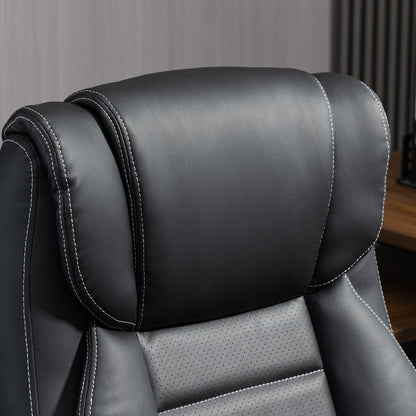 Vinsetto Bürostuhl mit Massage höhenverstellbarer Chefsessel ergonomischer Drehstuhl Gamingstuhl Computerstuhl Massage Sessel 6 Vibrationspunkte Leinen-Gefühl einstellbar Schwarz 66 x 78 x 112-120 cm