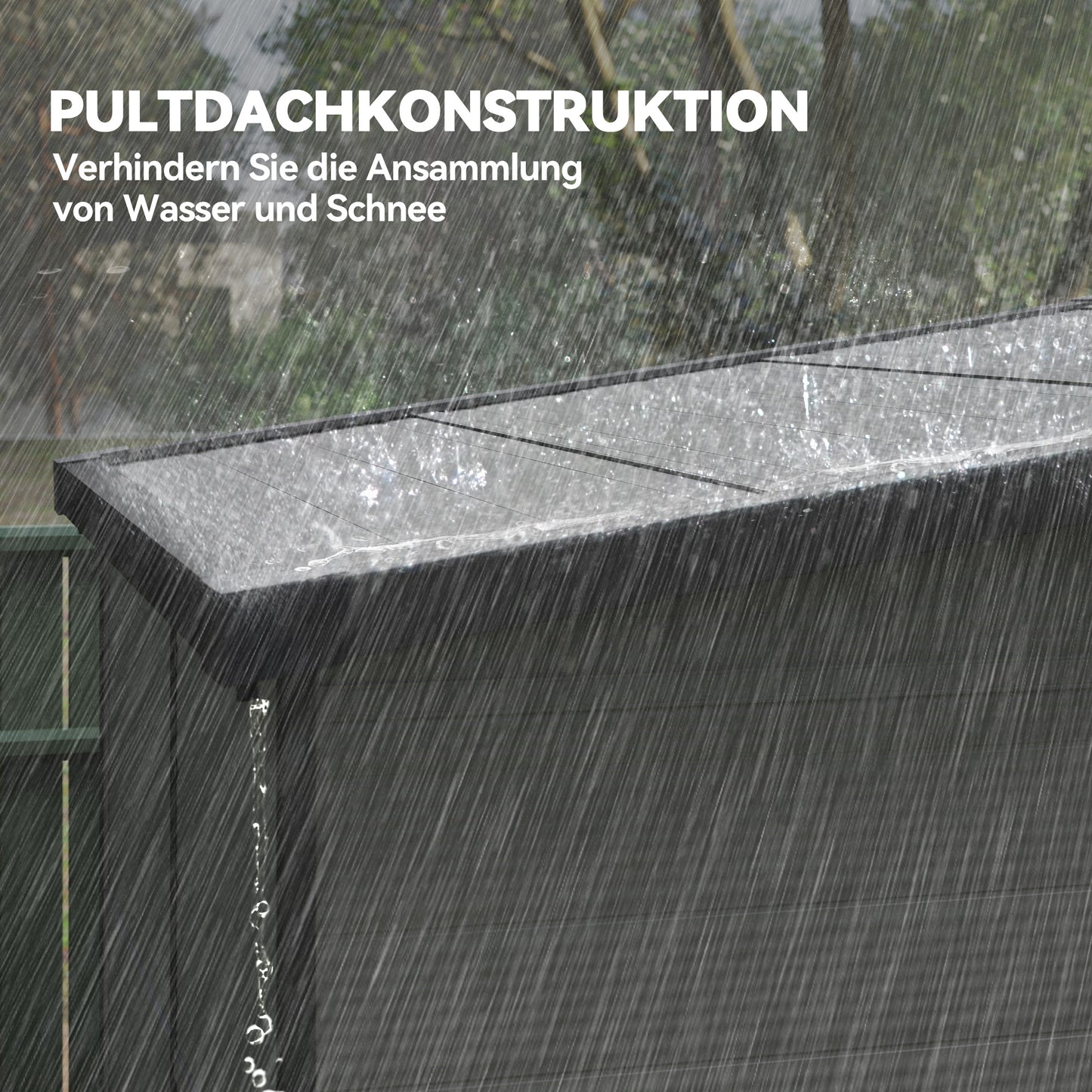 Outsunny 1,9 x 1,9 m Gartenschuppen, Werkzeugschuppen aus Kunststoff , verschließbare Türen, 2 Lüftungsöffnungen, Hellgrau