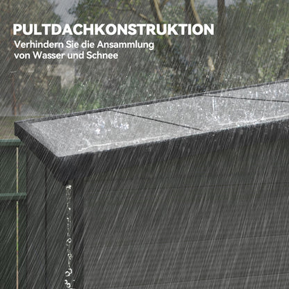 Outsunny 1,9 x 1,9 m Gartenschuppen, Werkzeugschuppen aus Kunststoff , verschließbare Türen, 2 Lüftungsöffnungen, Hellgrau