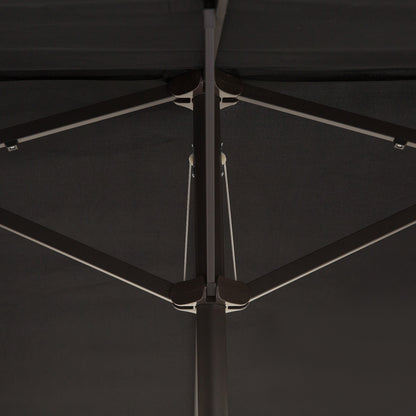 Outsunny Doppelsonnenschirm 455 x 270 cm Gartenschirm mit Handkurbel oval stabil Metallstange Marktschirm Doppelsonnenschirm Terrassenschirm Sonnenschutz für Strand Balkon Terrasse Garten Schwarz