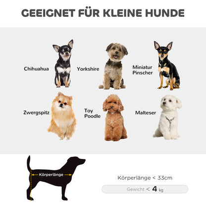 PawHut Hundewagen, klappbarer Hundebuggy für Zwergenhunde bis zu 4 kg, zusammenklappbarer Katzenbuggy mit Griffstange, waschbarem Kissen, Sicherheitsleinen, Aufbewahrungstasche, 4 Räder, Schwarz