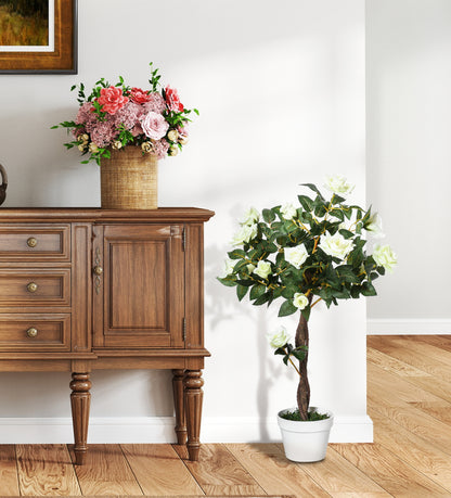 Outsunny Kunstbaum, Künstliche Pflanze im Zementtopf, Kunstpflanze