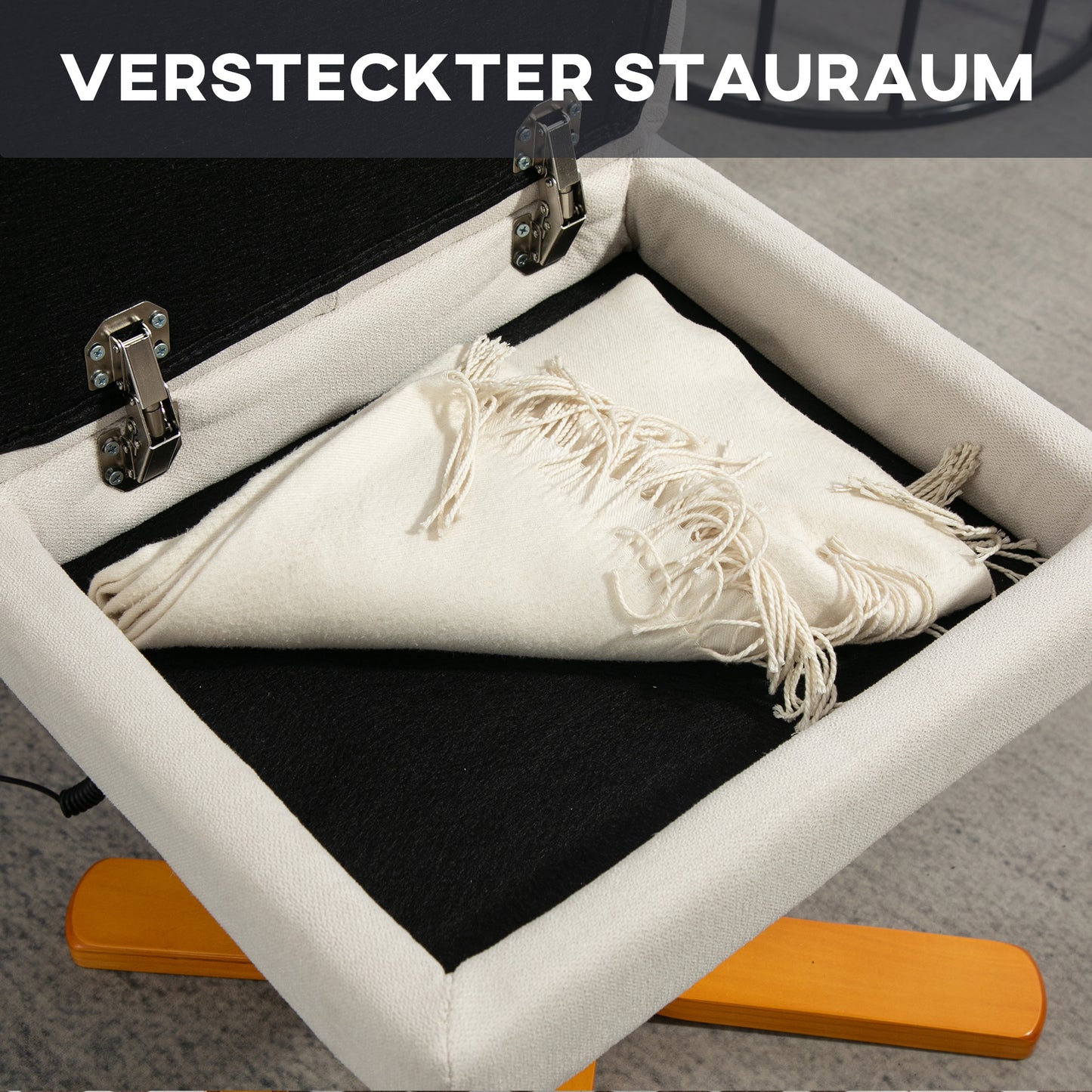 HOMCOM Massagesessel mit Liegefunktion und Fußhocker, 145°-Neigung, Polyester, 80 x 86 x 99 cm, Cremeweiß