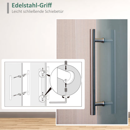HOMCOM Glasschiebetür mit Griffstange, einseitig satiniert, 102,5 x 205 cm