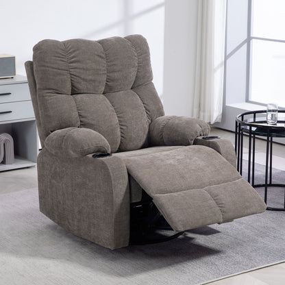 HOMCOM Relaxsessel mit Fußstütze, Loungesessel modern, drehbar, bis 150 kg, Stahlrahmen, 88x96x108cm, Hellbraun