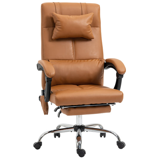 Vinsetto Bürostuhl med massagefunktion, ergonomisk, 66x67x115-123cm, Hellbraun