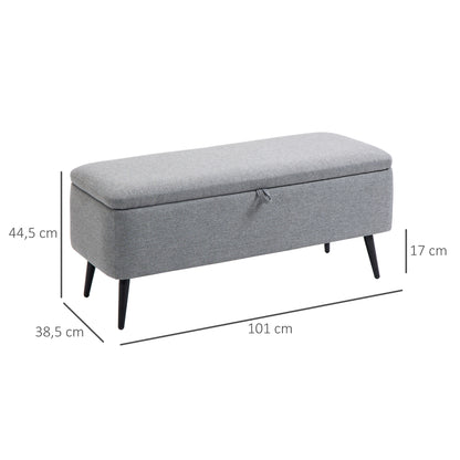 HOMCOM Sitzbank, Sitztruhe, Polsterbank, Leinenoptik, bis 150kg, 101x38,5x44,5 cm, Grau
