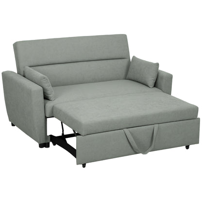 HOMCOM 2-Sitzer Sofa mit Bettfunktion, Verstellbarer Rückenlehne, Polstersofa, Samtoptik, für Wohnzimmer, Schlafzimmer, Hellgrau