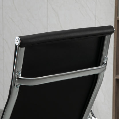 Vinsetto Bürostuhl ergonomisk Schreibtischstuhl med Wippfunktion Chefsessel höhenverstellbarer Drehstuhl gepolstert Konstledare Schaumstoff Schwarz 54 x 62 x 104-114 cm