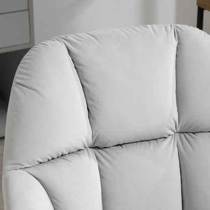 Vinsetto Bürostuhl, ergonomisk, höhenverstellbar, drehbar, Samtoptik, bis 120 kg, Hellgrau