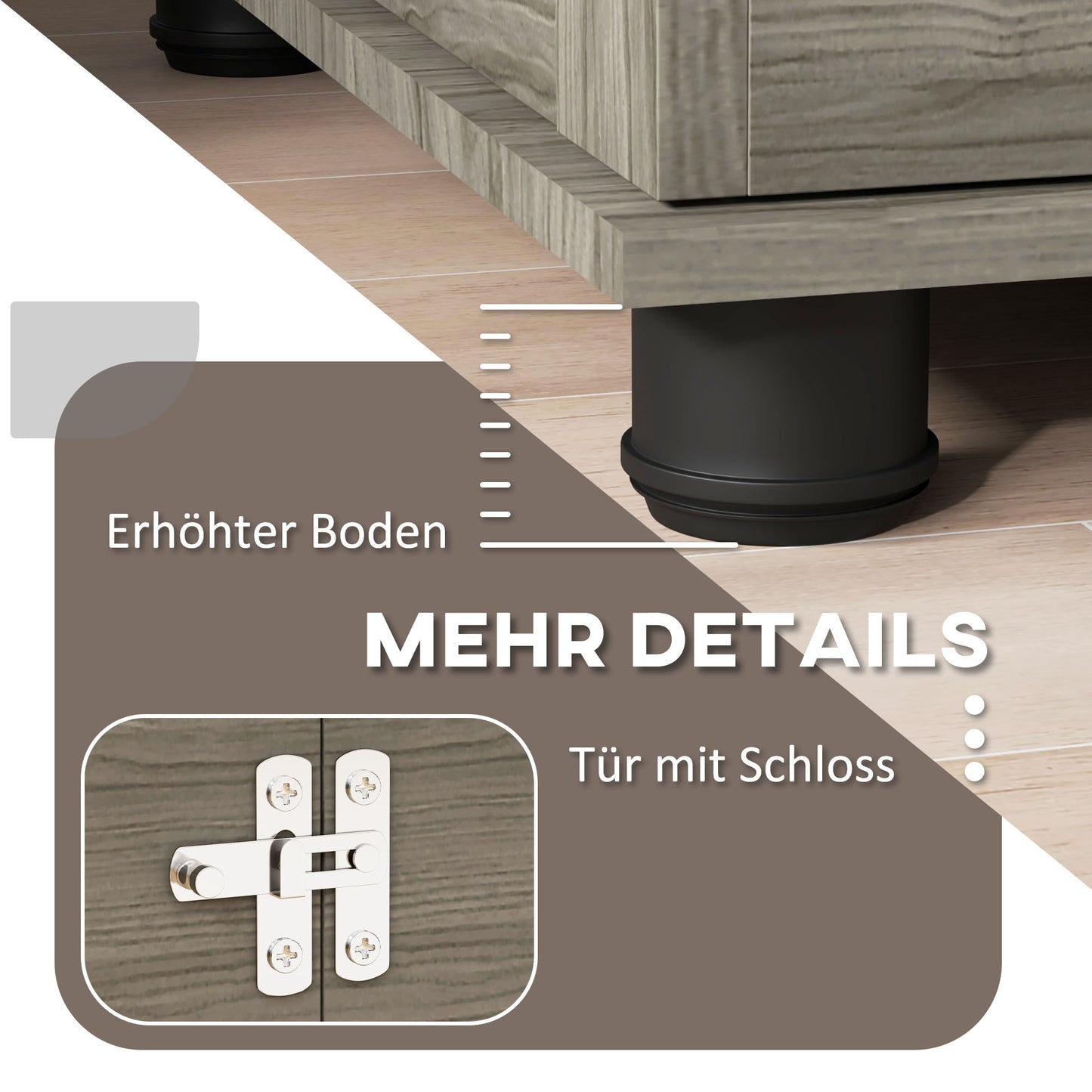 PawHut Hundebox mit Liegekissen, bis 20kg/50cm Körperlänge, Metall, 80x56x63cm, Grau/Holzdekor