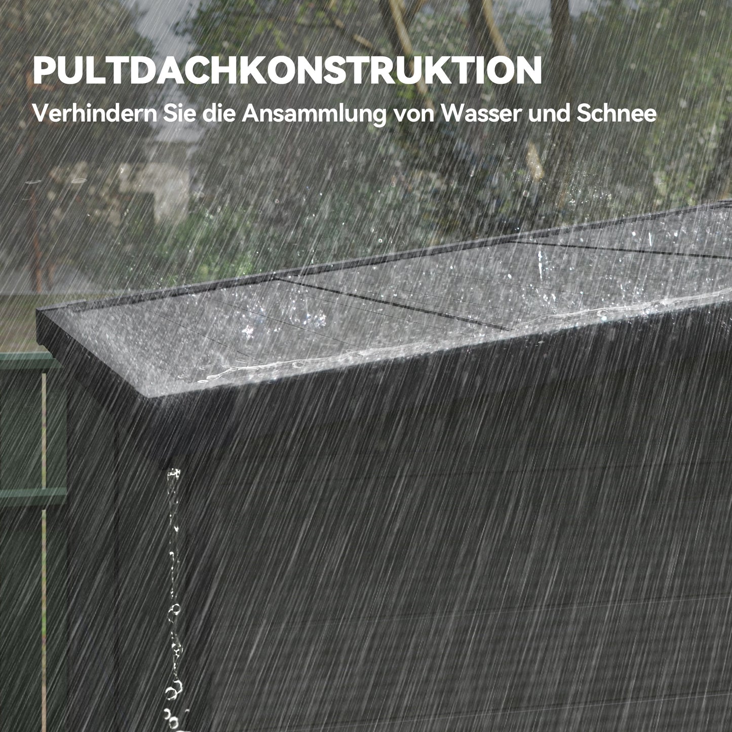 Outsunny 1,9 x 1,9 m Gartenschuppen, Werkzeugschuppen aus Kunststoff , verschließbare Türen, 2 Lüftungsöffnungen, Dunkelgrau
