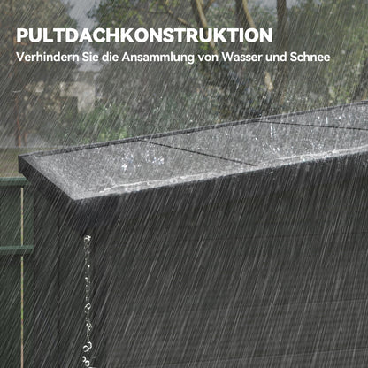 Outsunny 1,9 x 1,9 m Gartenschuppen, Werkzeugschuppen aus Kunststoff , verschließbare Türen, 2 Lüftungsöffnungen, Dunkelgrau