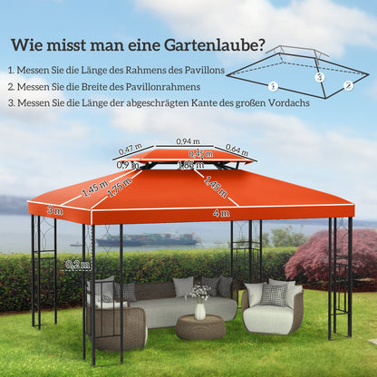 Outsunny Ersatzdach für Gartenpavillons 3x4m Polyester Kaffee