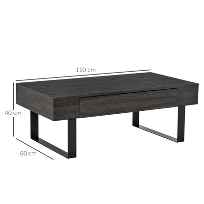 HOMCOM Couchtisch Wohnzimmertisch mit Schublade Modern Sofatisch mit Metallrahmen Beistelltisch Kaffeetisch für Wohnzimmer 110 x 60 x 40 cm, Dunkelgrau