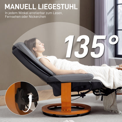 HOMCOM Relaxsessel mit Liegefunktion, drehbar, bis 150 kg, Kunstlederbezug, Stahlrahmen, Dunkelgrau