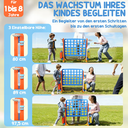 AIYAPLAY 4-in-1 Spiele-Set, Vier Gewinnt, höhenverstellbar, Netz-Tasche, Kunststoff, Bunt