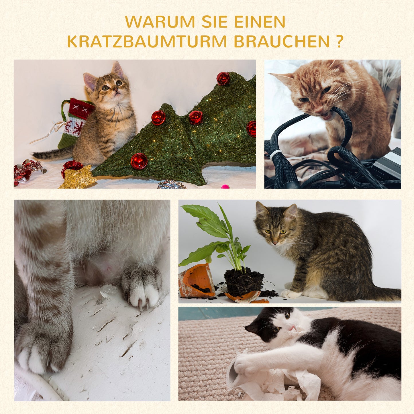 PawHut Kratzbaum 91 cm Katzenturm mit Sisalstämme, Plattform, Kissen mehrstöckiger Katzenkratzbaum, Kletterbaum, für mittelgroße Katzen, Grau
