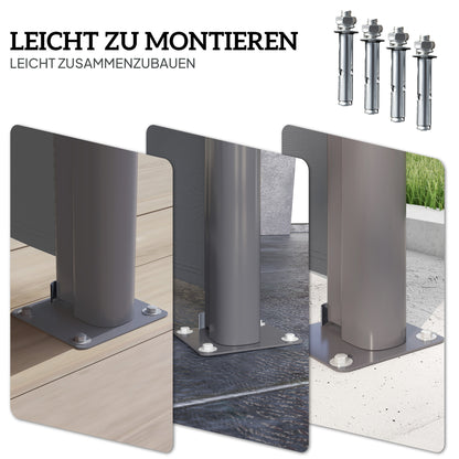 Outsunny Seitenmarkise ausziehbar blickdicht Sichtschutz mit Wandhalterung Beschichtung 300x180cm Dunkelgrau