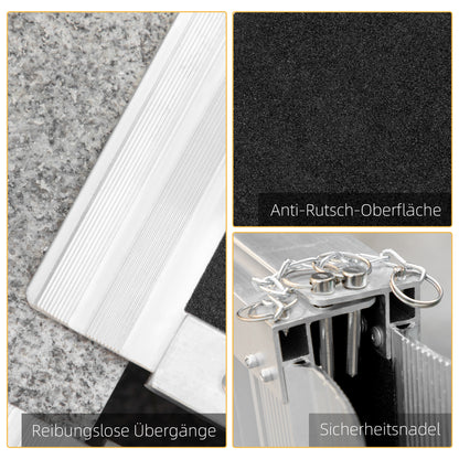 HOMCOM Rollstuhlrampe Auffahrrampe Rollstühle Rollatoren Faltbar Aluminium, 270 kg Belastbar, Schwarz, 91 x 72 x 5 cm