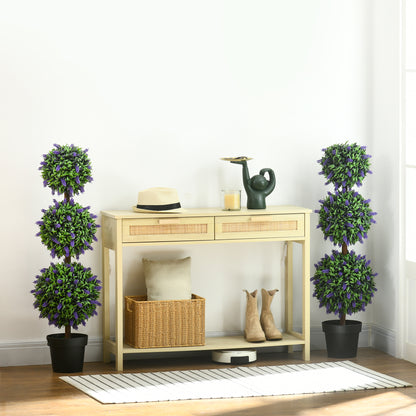 HOMCOM 2er-Set Künstliche Pflanzen, UV-beständige Kunstpflanze im Blumentopf, 110 cm Zimmerpflanze für Wohnzimmer, Garten