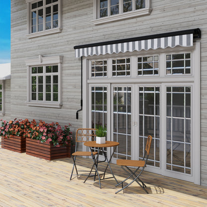 Outsunny Sonnenmarkise Markise Terrassenmarkise, wetterbeständig, 1 Handkurbel, 395 x 250 x 150 cm, Grau + Weiß