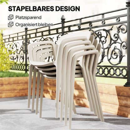 Outsunny Gartenstuhl 4er Set wetterfest Gartenstühle aus Kunststoff Stapelstuhl mit Armlehne Rückenlehne bis 120 kg belastbar