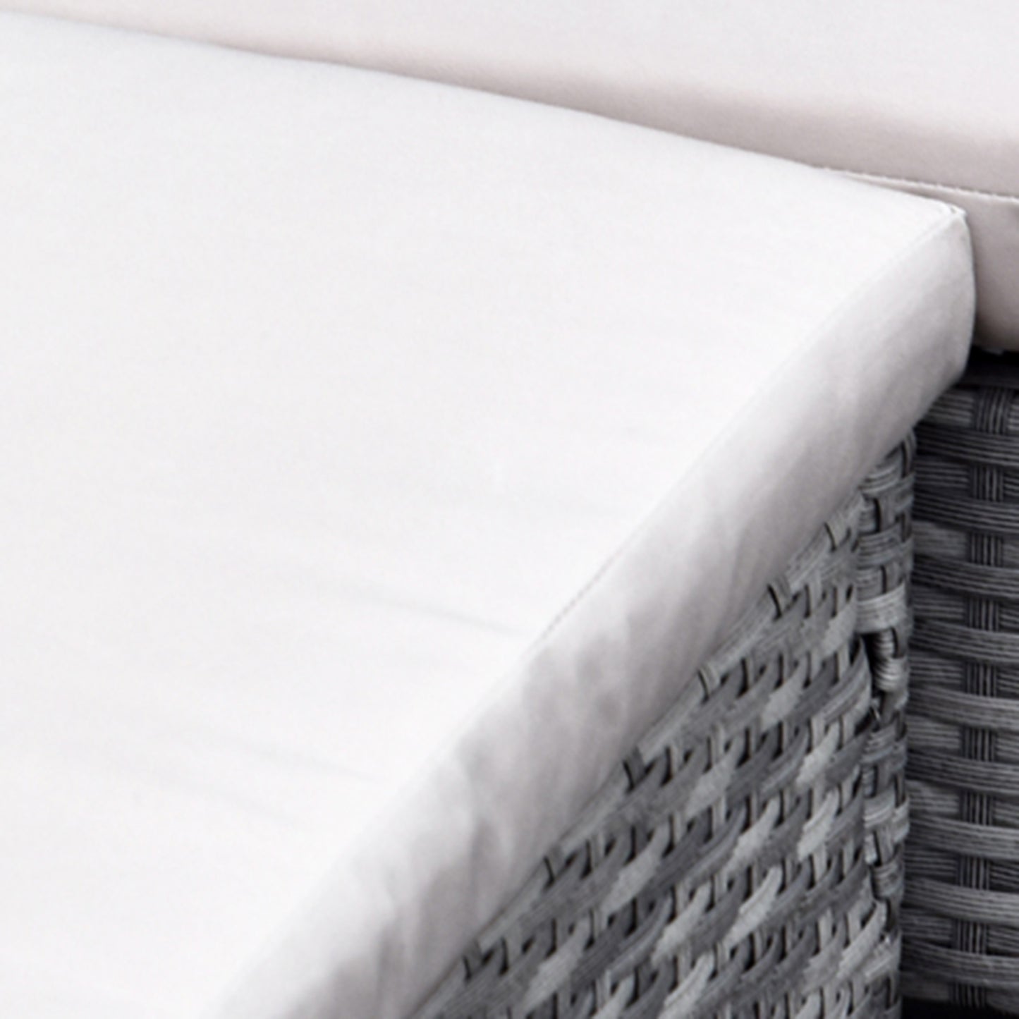 Outsunny 5-tlg. Gartenmöbel Set, Rattan Sitzgruppe mit Fußhocker, Metall, Grau, 142 x 60 x 75 cm