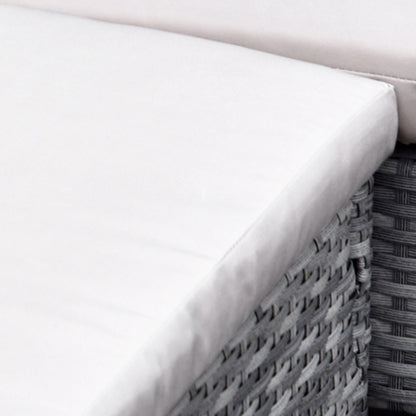 Outsunny 5-tlg. Gartenmöbel Set, Rattan Sitzgruppe mit Fußhocker, Metall, Grau, 142 x 60 x 75 cm