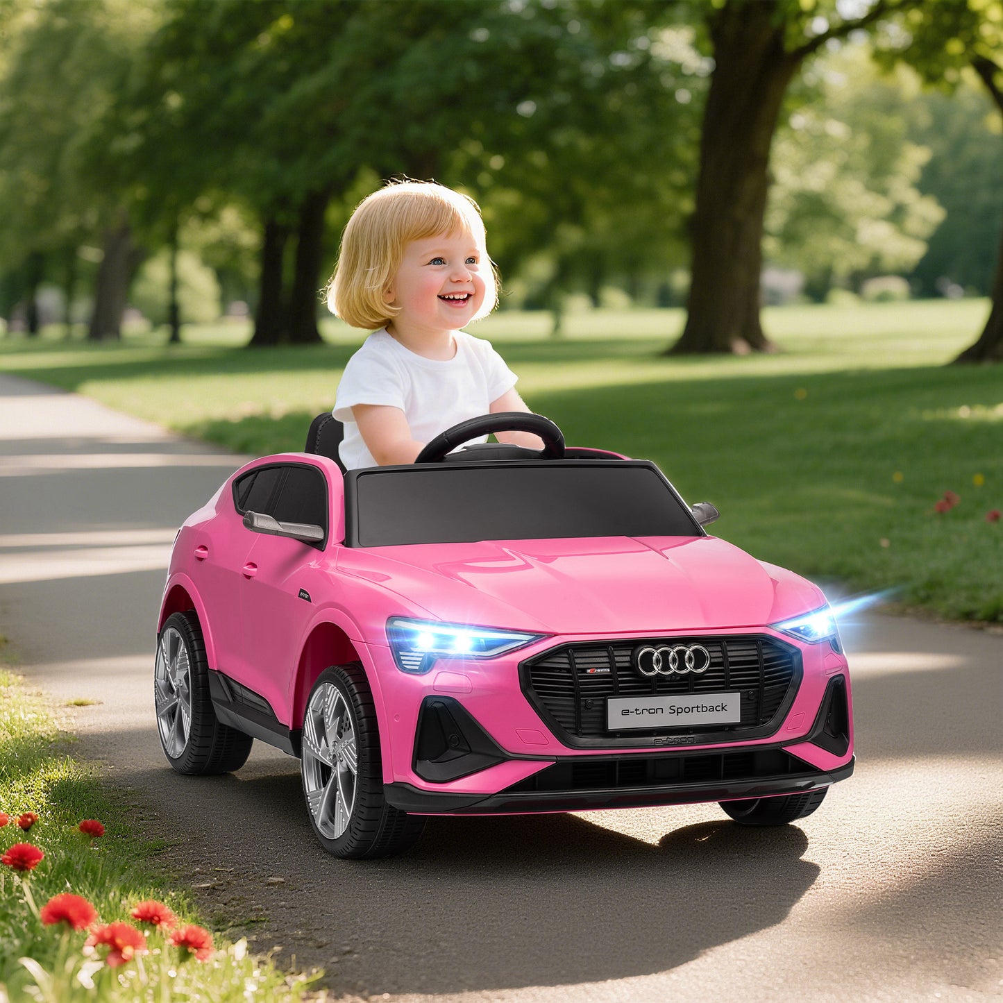 HOMCOM Elektro Kinderauto 12V Elektrofahrzeug Audi E-tron Elektroauto mit Fernbedienung, Sicherheitsgurt, für 3-5 Jahre