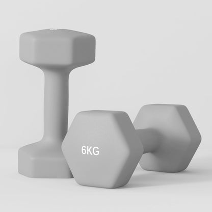 SPORTNOW 2 x 6 kg Kurzhantel-Set, sechseckiges Design, bodenfreundlich, rutschfest, Grau