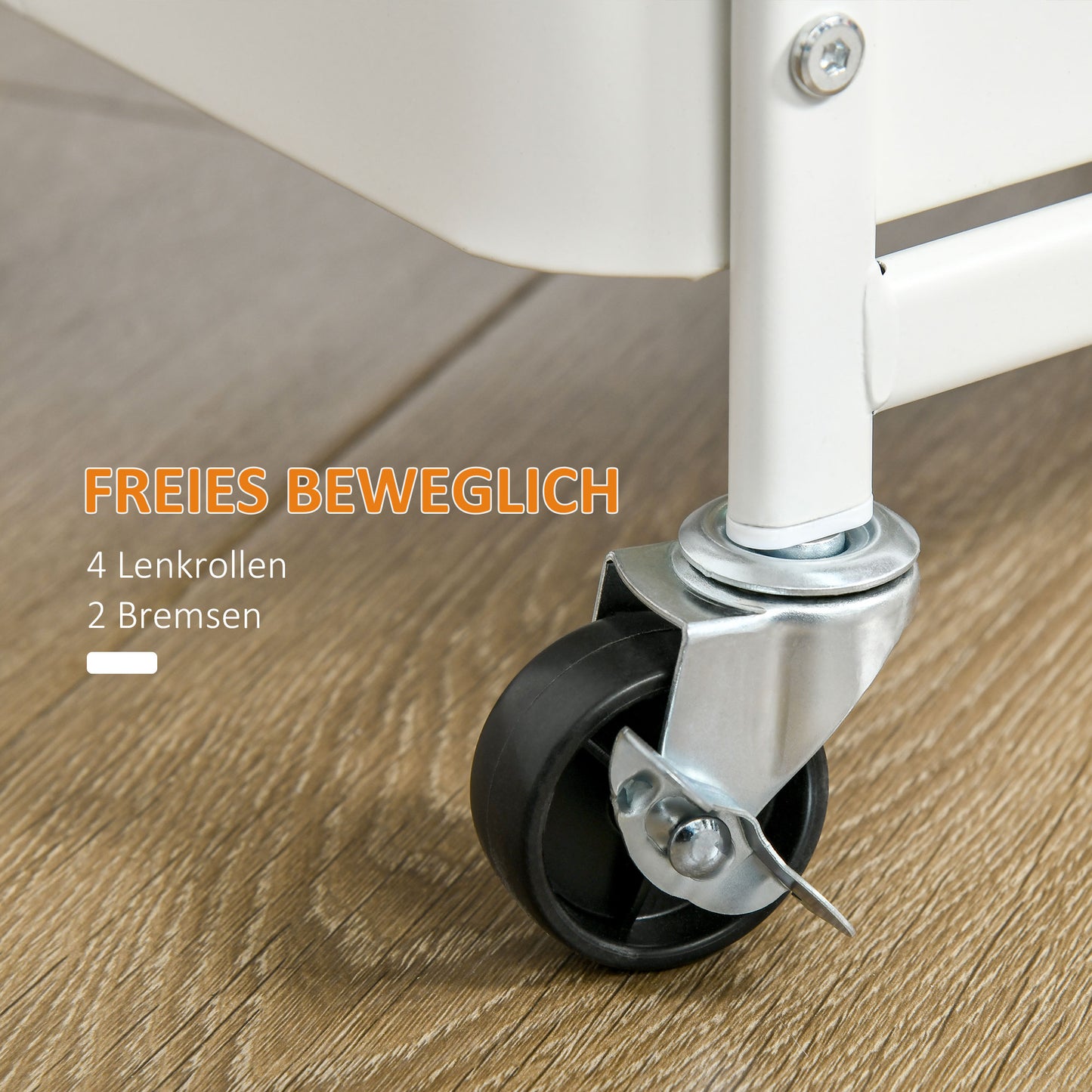 HOMCOM Küchentrolley mit Lochtafel, Handtuchhaltern und Aufbewahrungskörben, 51,5 cm x 32 cm x75,6 cm, Weiß