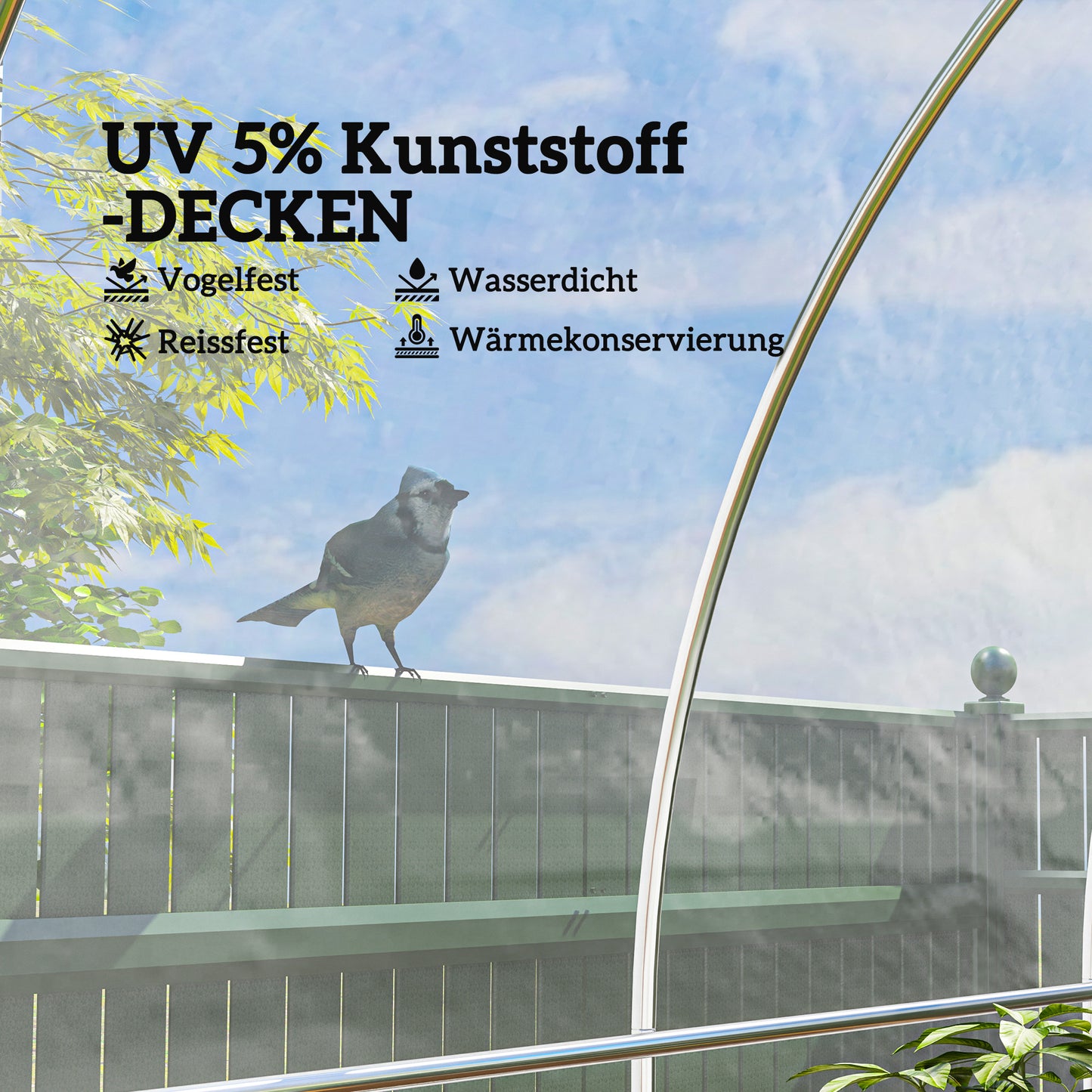 Outsunny Gewächshausabdeckung aus Kunststoff, Plane zum Abdecken von Pflanzen, UV-beständig, Wasserfest, 7 x 8 m