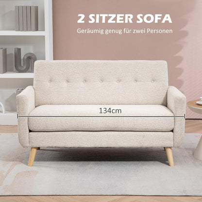 HOMCOM Zweisitzer-Sofa, komfortabel, 134x71x82 cm, Beige