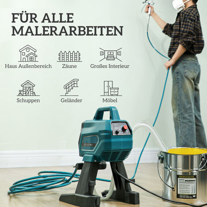 HOMCOM Farbsprühsystem, 700 W Lackierpistole Elektrisch, 200 bar Farbsprühgerät mit 1,5 L/min Durchfluss, 33 x 26 x 41 cm, Blau
