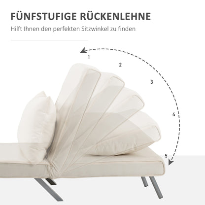 HOMCOM Relaxsessel Liegesessel Sessel, Liegefunktion, Gästebett, 65 cm x 69 cm x 80 cm, Cremeweiß