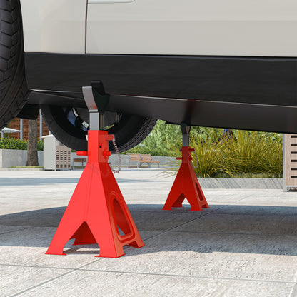 HOMCOM Unterstellbock 6 Tonnen Traglast 2 Stück Stützbock inkl 2 Sicherungssplint Höhenverstellbar Rot