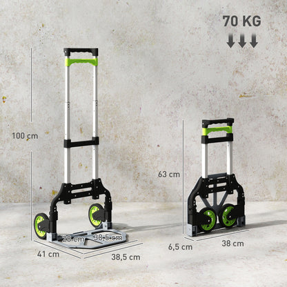 HOMCOM Sackkarre klappbar Aluminium Transportkarre mit Teleskopgriff Höhenverstellbar 100 cm