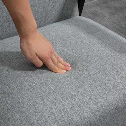 HOMCOM Akzentsessel im Skandidesign, Ruhesessel ,Akzentstuhl, Leinenoptik, Kautschukholz, Grau + Schwarz + Braun