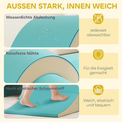 AIYAPLAY 5-teiliges Softbaustein-Set für Babys & Kleinkinder, Schaumstoff, Kunstleder, 5 kreative Formen, Indoor-Set zum Klettern, Krabbeln, Spielen, Grün