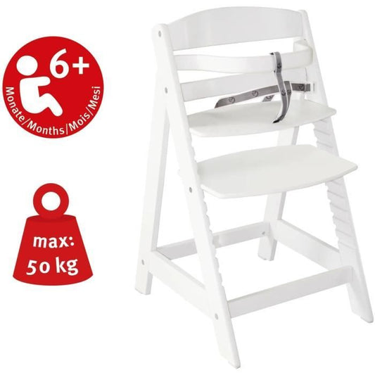Sit Up III Wooden High Chair - ROBA - Height Adjustable - White