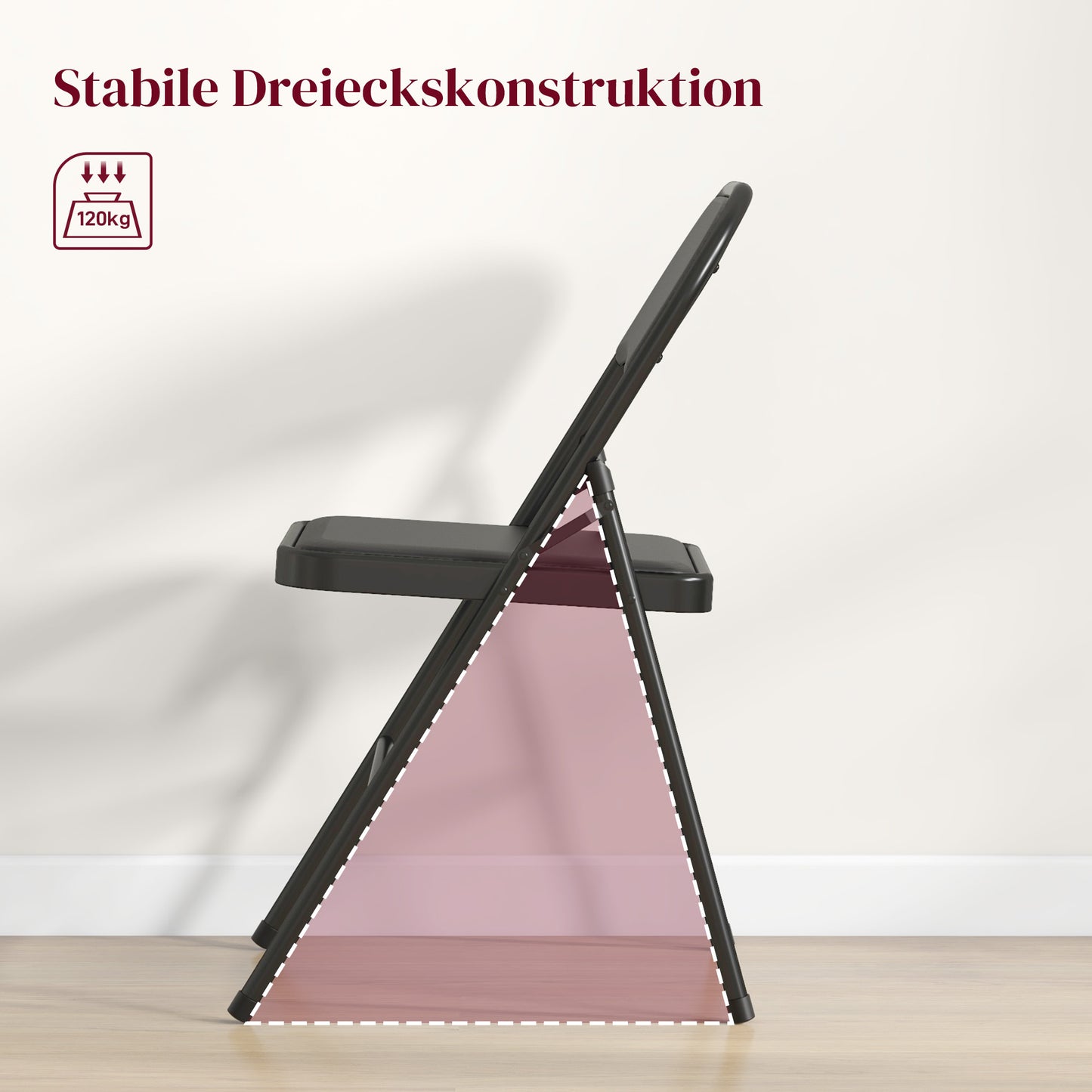 HOMCOM 2er-Set Klappstühle, Tragbare Bürostühle, Metallbeine, Faltstuhl für Büro, Empfang, Wartezimmer, Kunstleder, Schwarz