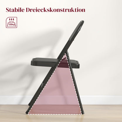 HOMCOM 2er-Set Klappstühle, Tragbare Bürostühle, Metallbeine, Faltstuhl für Büro, Empfang, Wartezimmer, Kunstleder, Schwarz