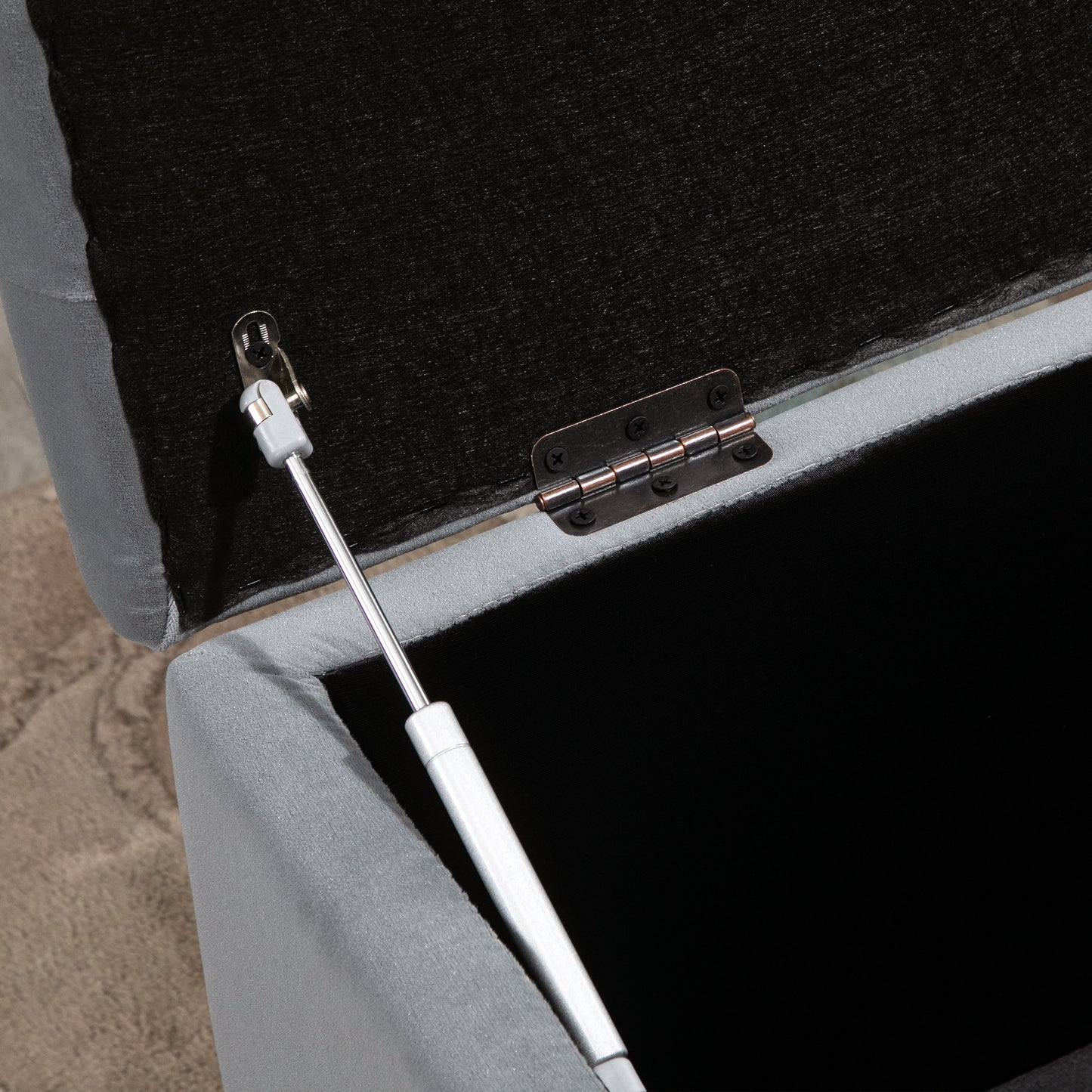 HOMCOM 3-teiliges Set mit Stauraum, 2 x Sitzhocker, Polster-Sitztruhe, Fußhocker, Aufbewahrungsbox, Fußablage, belastbar bis 130 kg, Mikrofaserstoff, Schaumstoff, 75 x 40 x 42 cm, Hellgrau