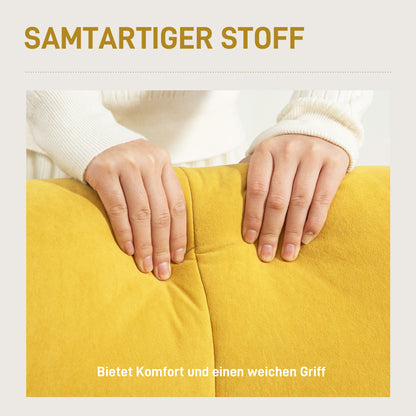 HOMCOM Polstersessel, Wohnzimmersessel mit Steppung, weicher Bezug in Samtoptik, bis 120 kg, Gelb