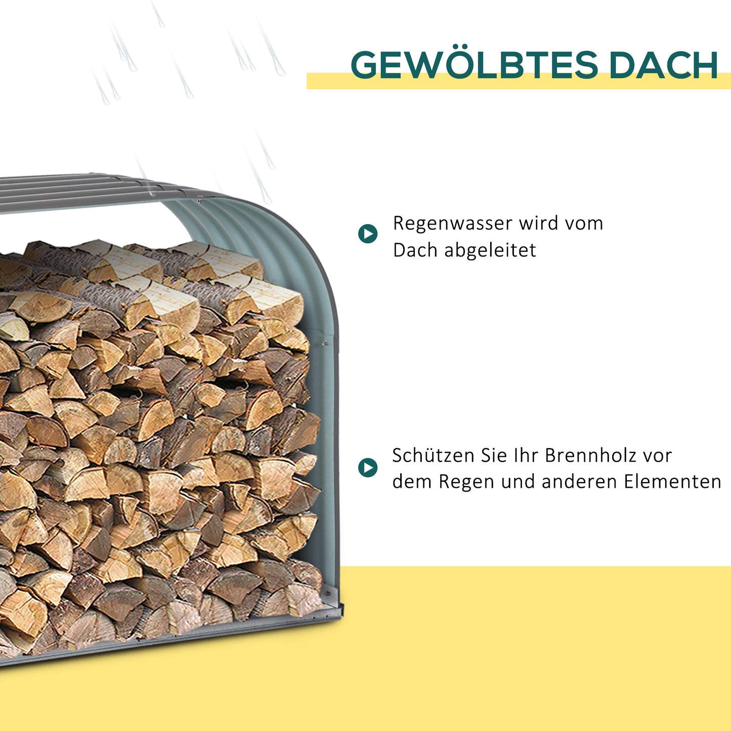 Outsunny Brennholzregal Holzregal, wetterbeständig, Stahl, 212 cm x 46 cm x 112 cm, Grau