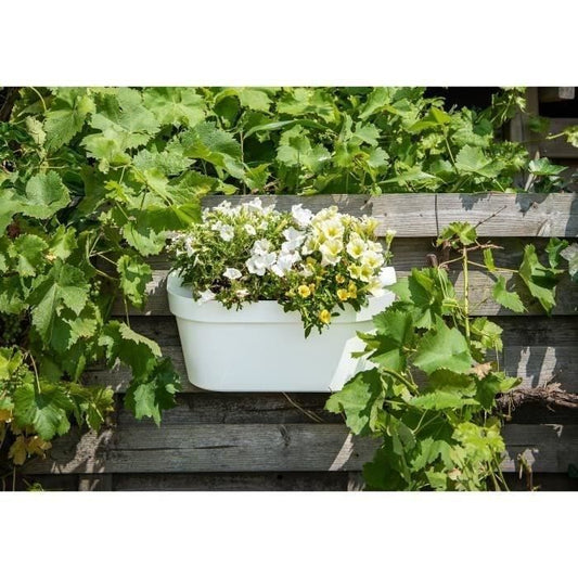 Planter + hook - GARDEN ID Star - White 50 x 21 cm - Easy fixing - Water reserve - recycled and 100% recyclable