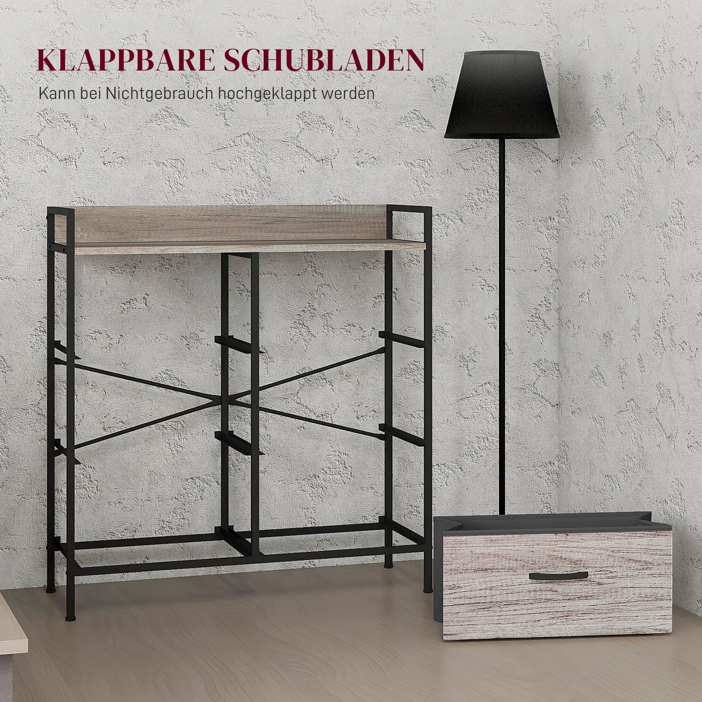 HOMCOM Stoff-Kommode, 6 faltbare Schubladen, Regal, Stahlrahmen, 79 x 29 x 85, Grau